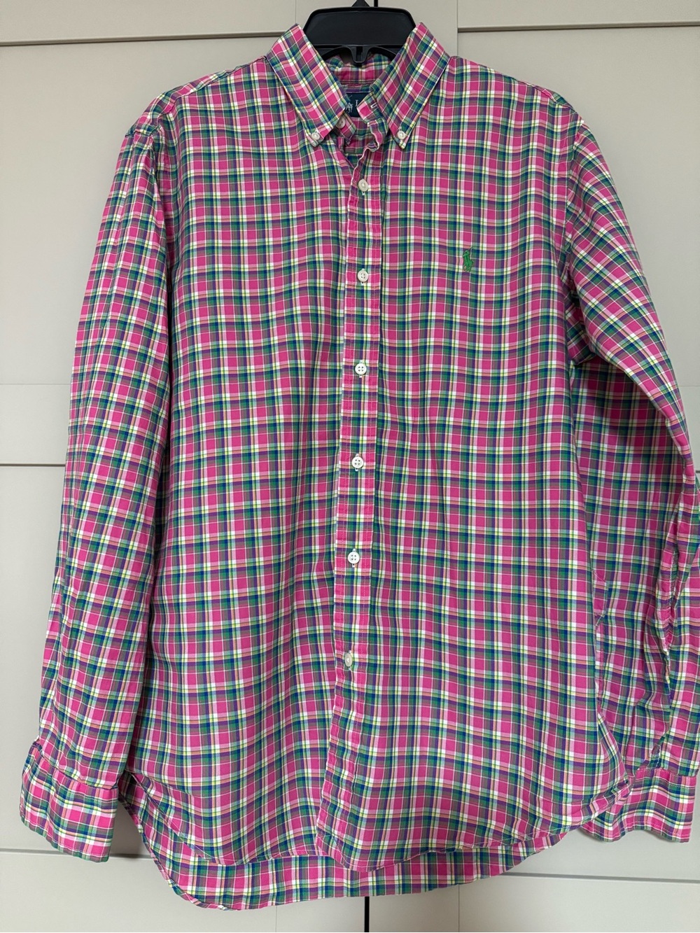 Ralph Lauren Pink and Green Plaid Button-Down Shirt